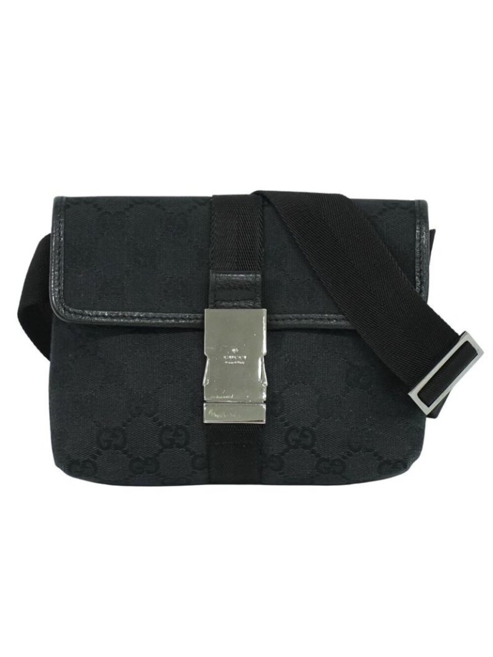 Gucci GG Canvas Waist Pouch Belt Bag Body Black - Picture 1 of 9